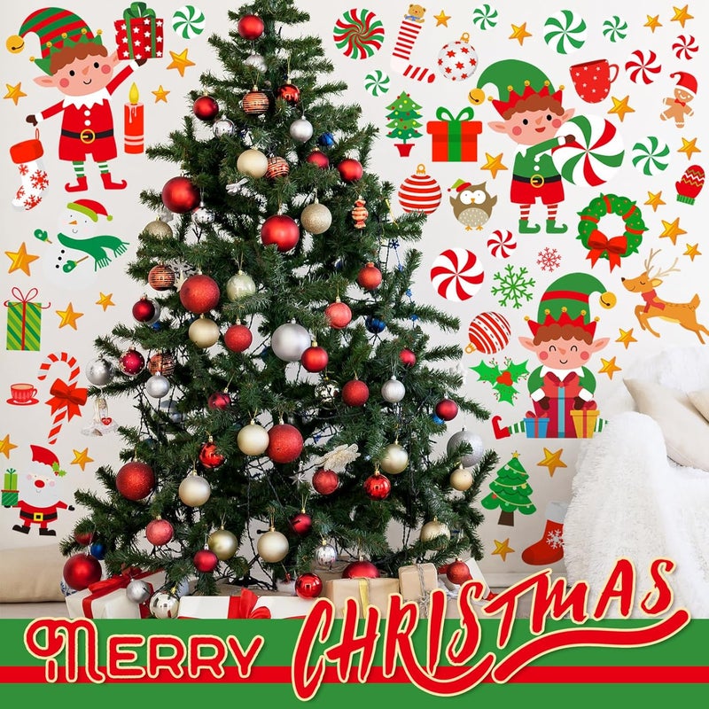 Resholder 131 Pcs 6 Sheets Christmas Elf Stickers Christmas Wall Elf Window Clings Xmas Window Films Home Decorations for Winter Holiday Classroom Office Party Supplies - Image 4